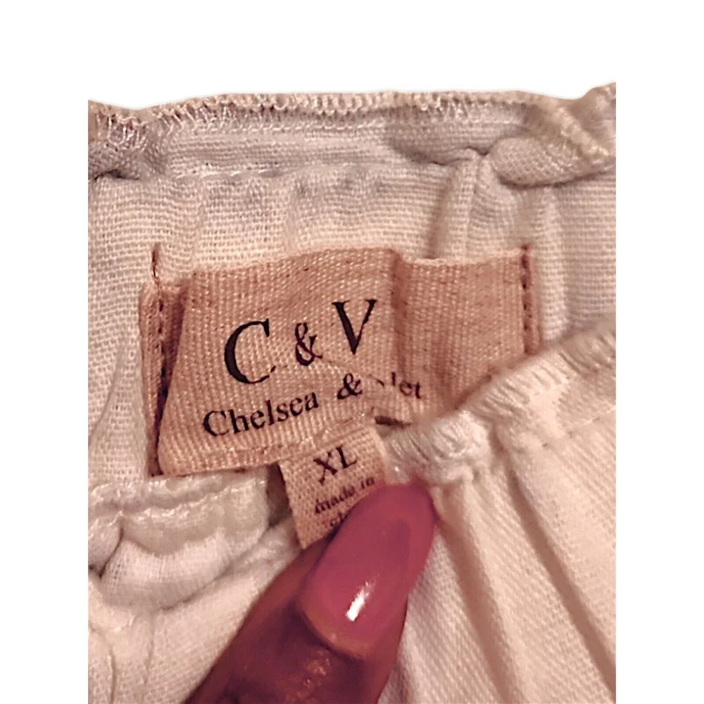 Chelsea & Violet purple and white linen blend Tiered ruffle skirt XL NWOT